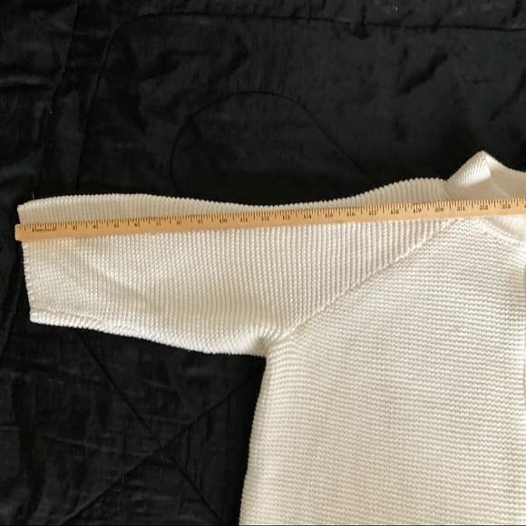 Talbots casual white knit sweater with front zipper and 3/4 length sleeves. - Picture 8 of 9